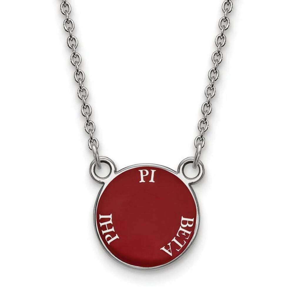 Sterling Silver Pi Beta Phi Small Enamel Disc Necklace
